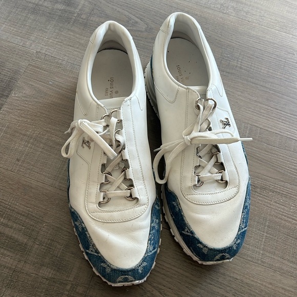 LOUIS VUITTON Men’s Sneakers 'White with Denim Monogram' 0148 | US 10 | Used - Picture 1 of 10
